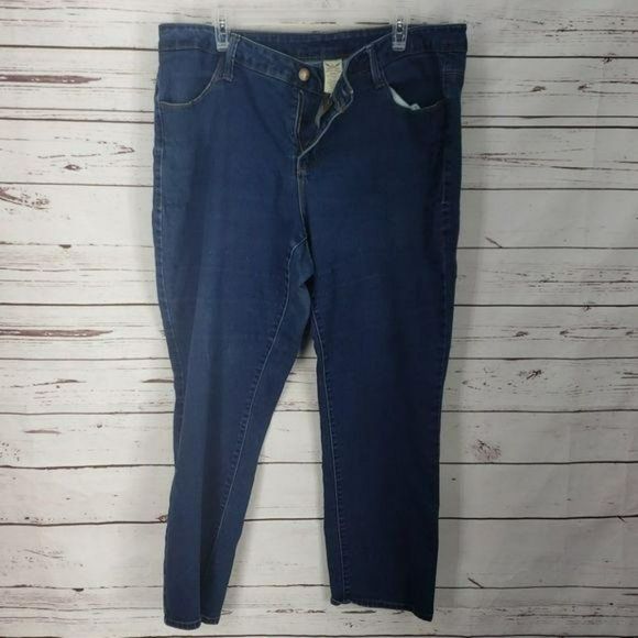 Faded Glory 22 WP Plus Size Straight Leg stretchy Denim Blue Jeans - Picture 2 of 8